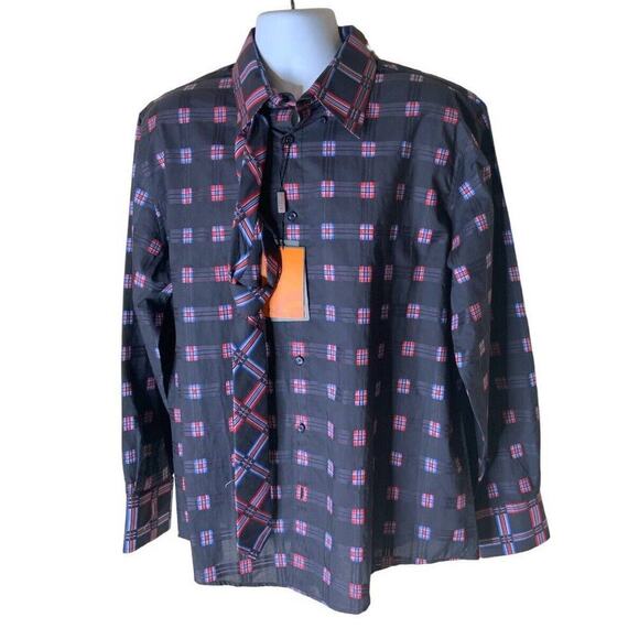 Ben Sherman Premium Special Brew Mens Shirt Size XXL With Matching Tie Plaid - Picture 1 of 9